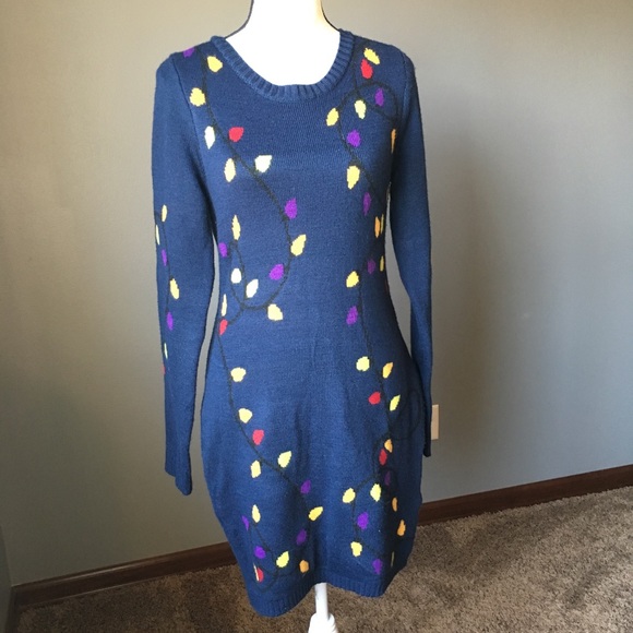 christmas lights sweater dress
